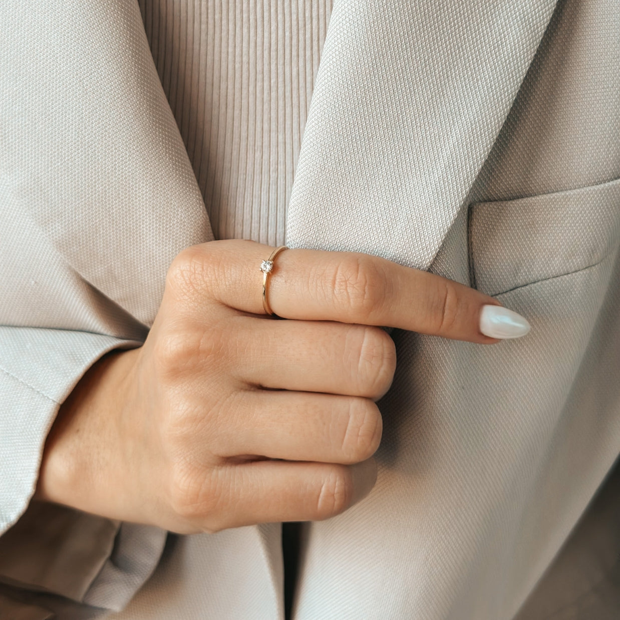 Вечен златен пръстен - Диамант 0.1 CT - Indira