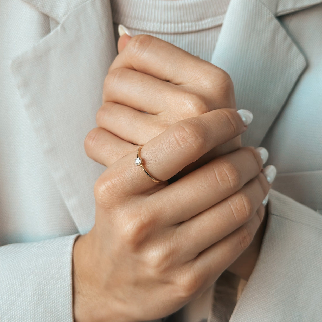 Вечен златен пръстен - Диамант 0.1 CT - Indira