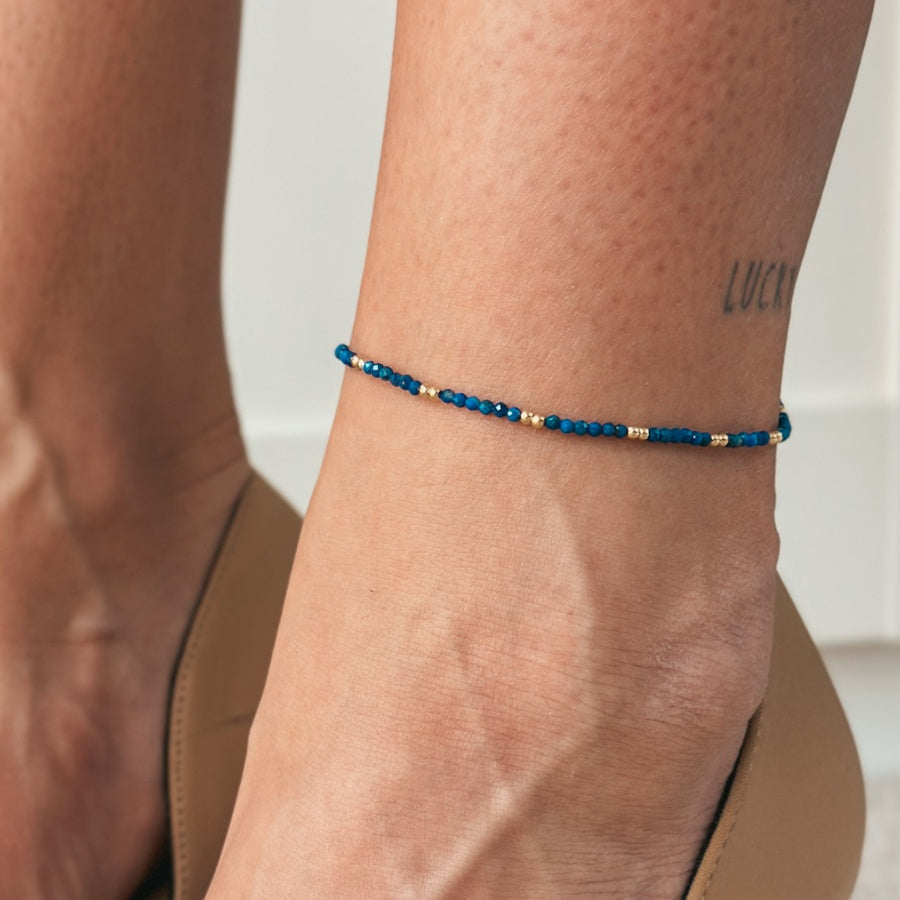 Сребърна гривна за глезен SummerScape Golden – Lapis - Indira