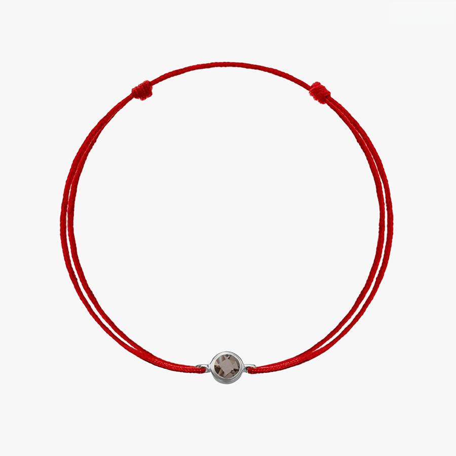 Сребърна гривна с връв Birthstone Опушен кварц - Indira