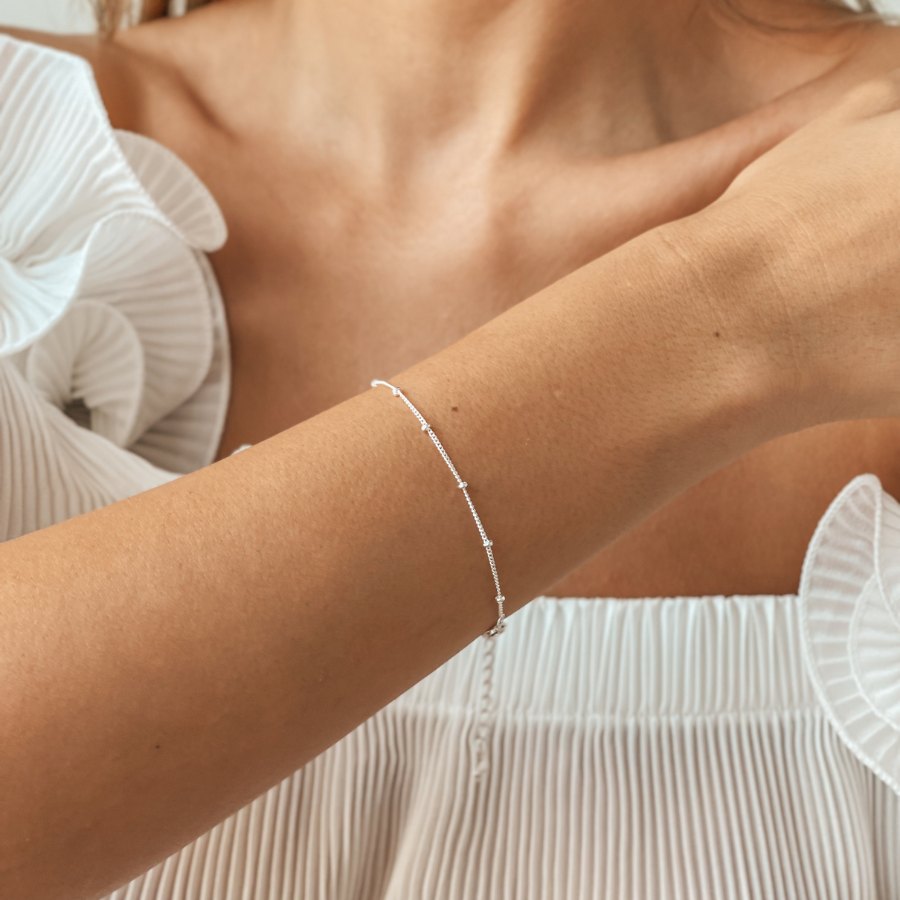 Сребърна гривна Beaded - Indira