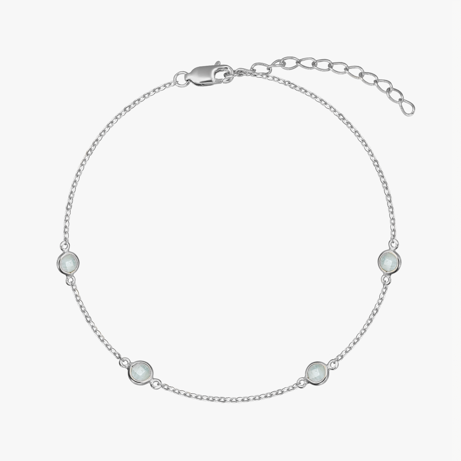Сребърна гривна Birthstone март - аквамарин - Indira