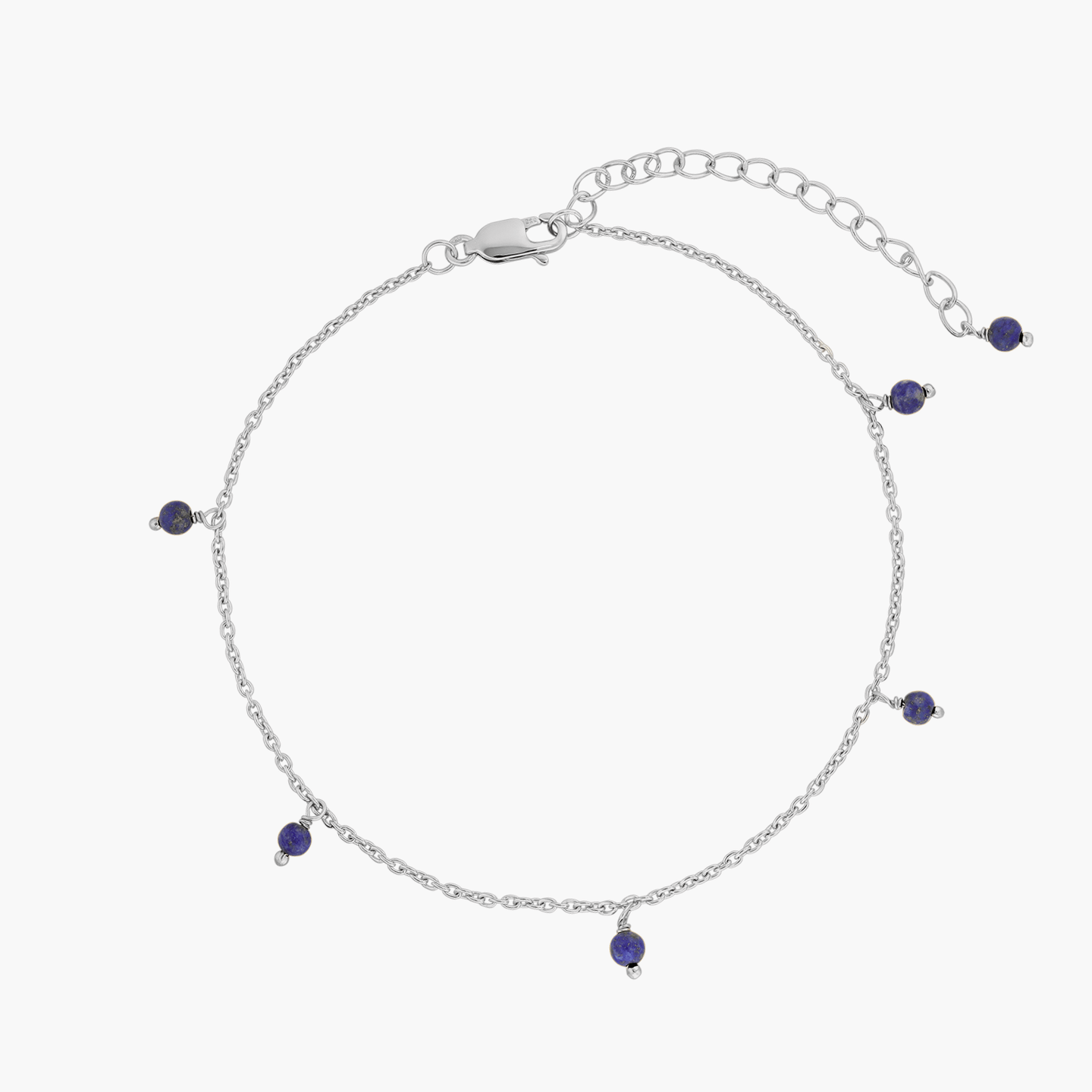Сребърен глезенник Gem Droplet - Лазурит - Indira