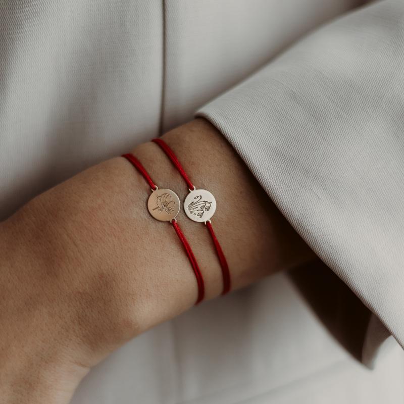 Сребърна плетена гривна Golden Birth Flower - Юлски лотос - Indira