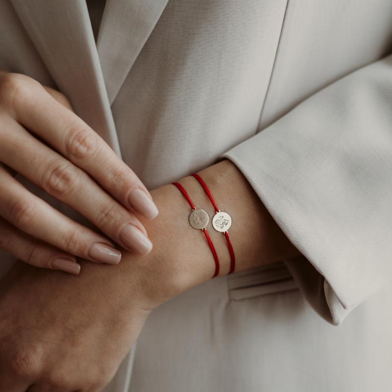 Сребърна гривна шнур Golden Birth Flower - февруари Ирис - Indira