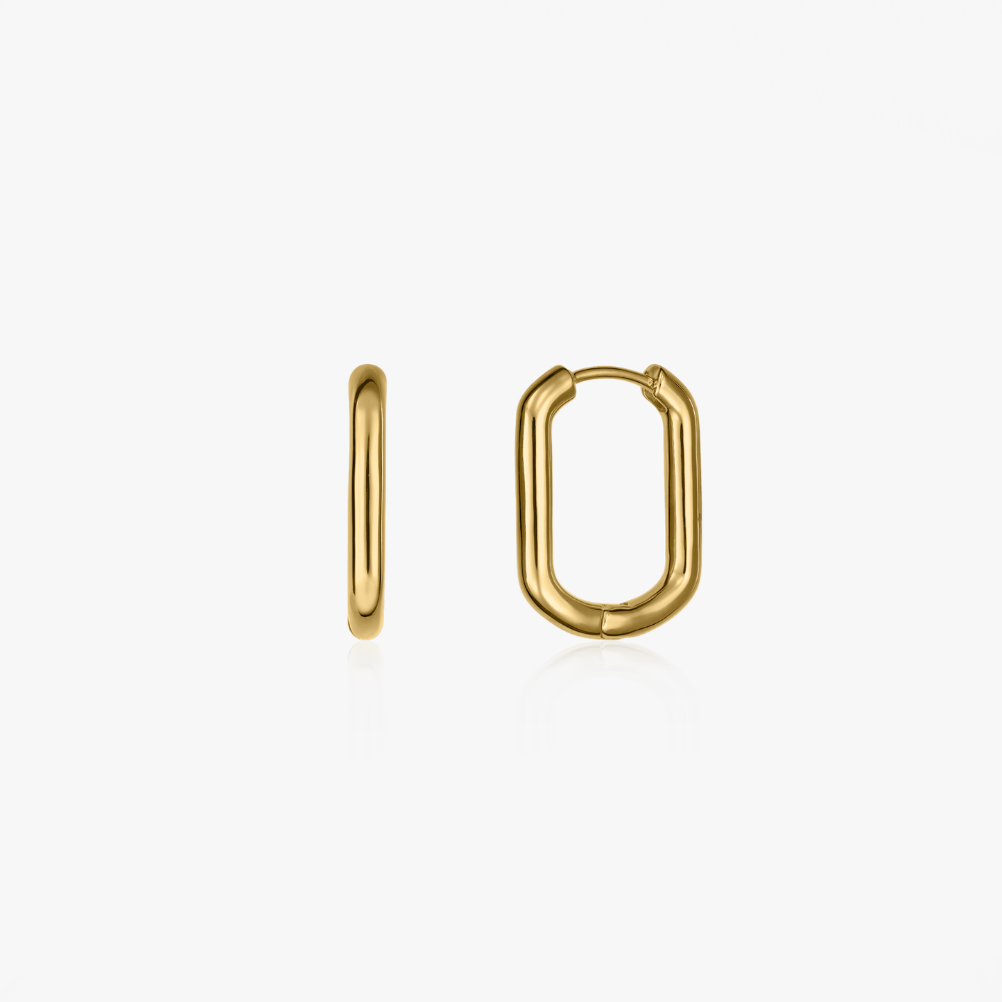 Сребърни обеци Golden Square Hoops - Indira