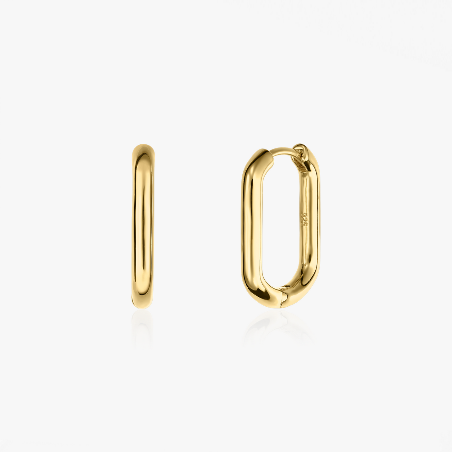 Сребърни обеци Golden Square Hoops - Indira