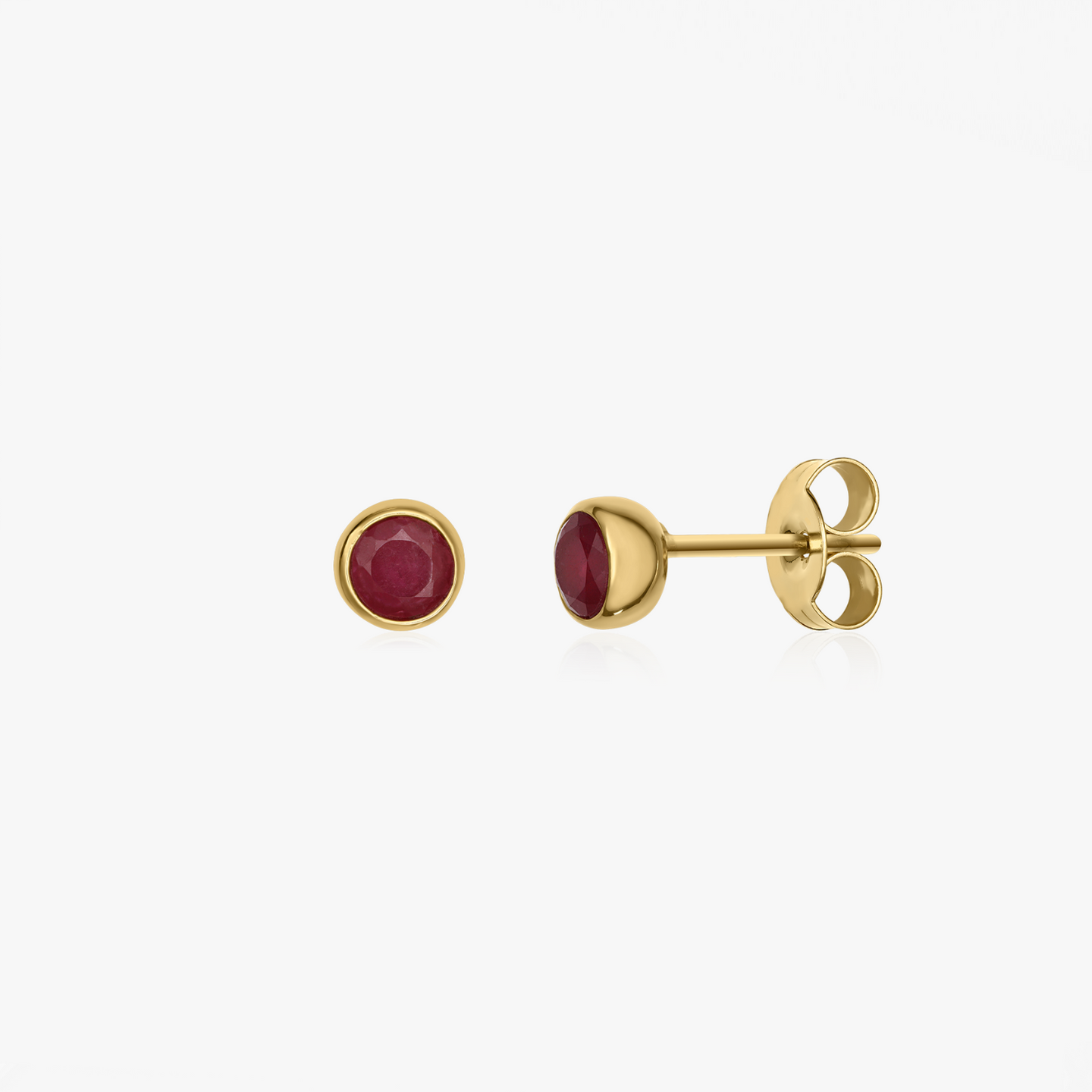 Сребърни обеци Birthstone Golden July - Рубин - Indira