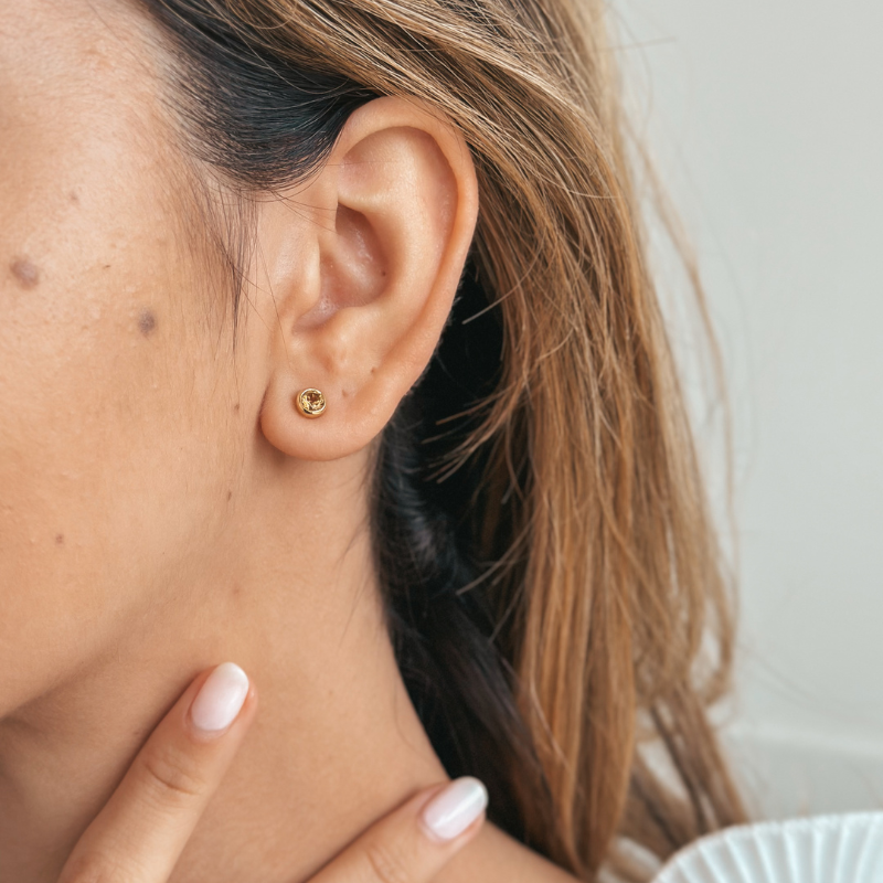 Сребърни обеци Birthstone Golden November - Цитрин - Indira