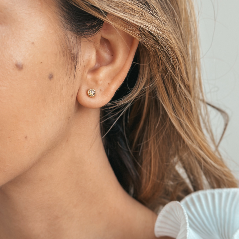 Сребърни обеци Birthstone Golden November - Цитрин - Indira