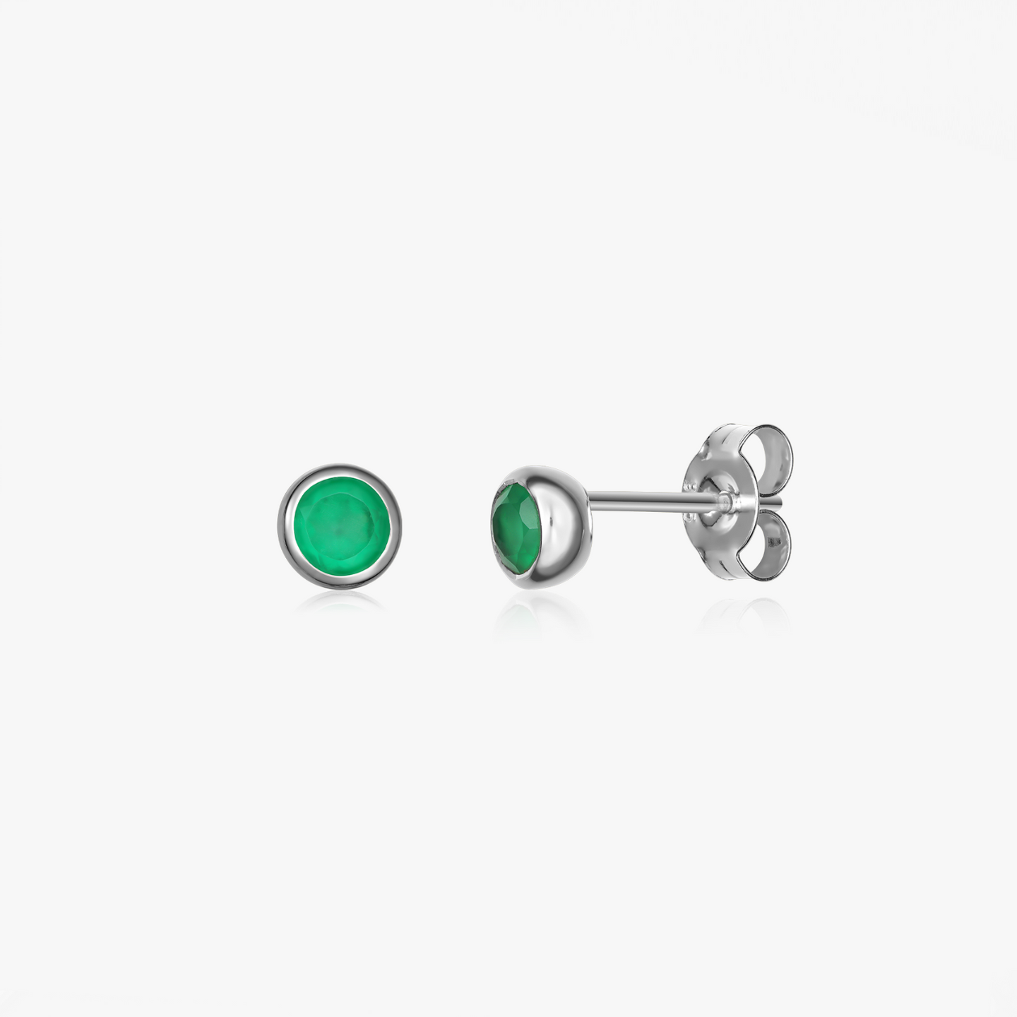 Сребърни обеци Birthstone May - Зелен оникс - Indira