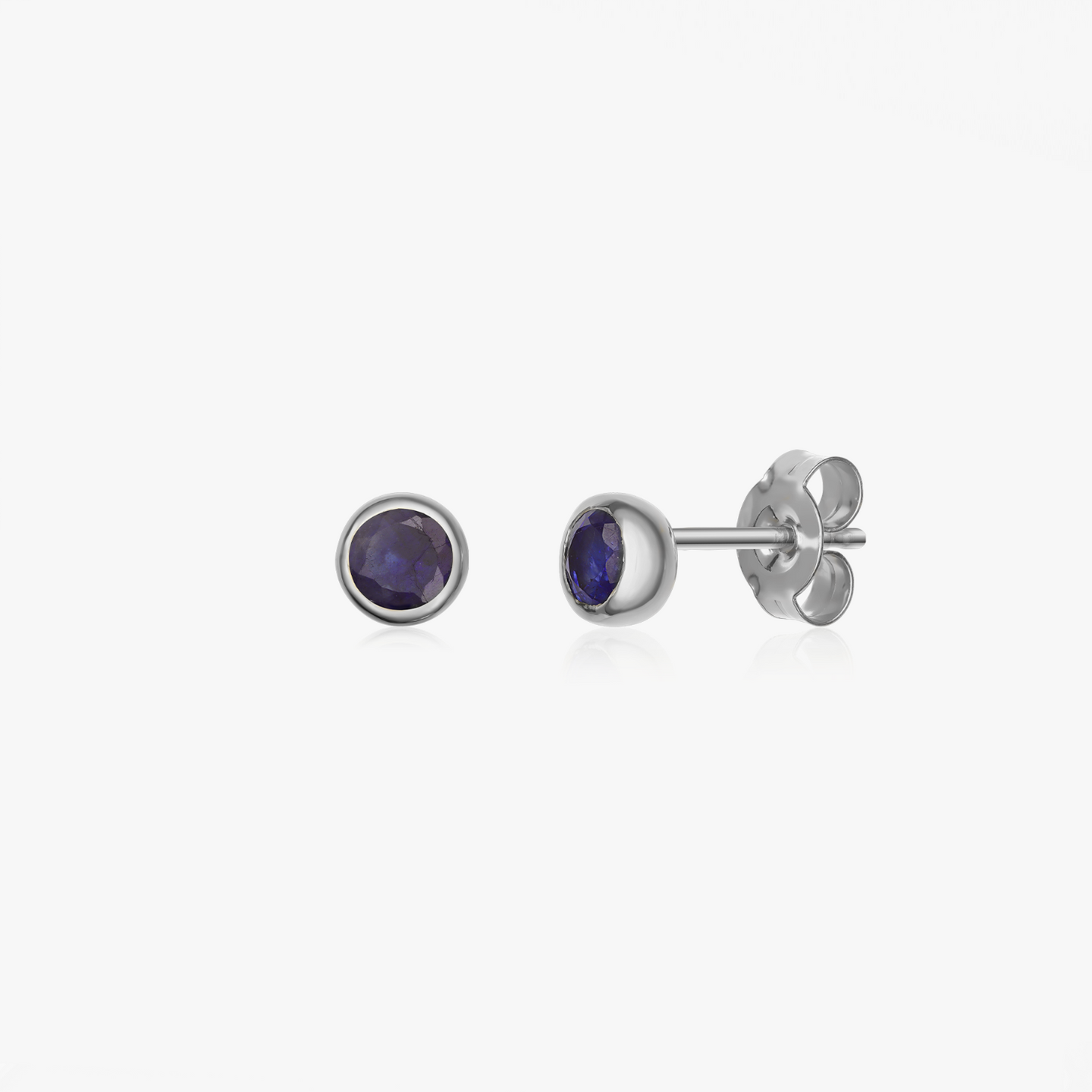 Сребърни обеци Birthstone Септември - Сапфир - Indira
