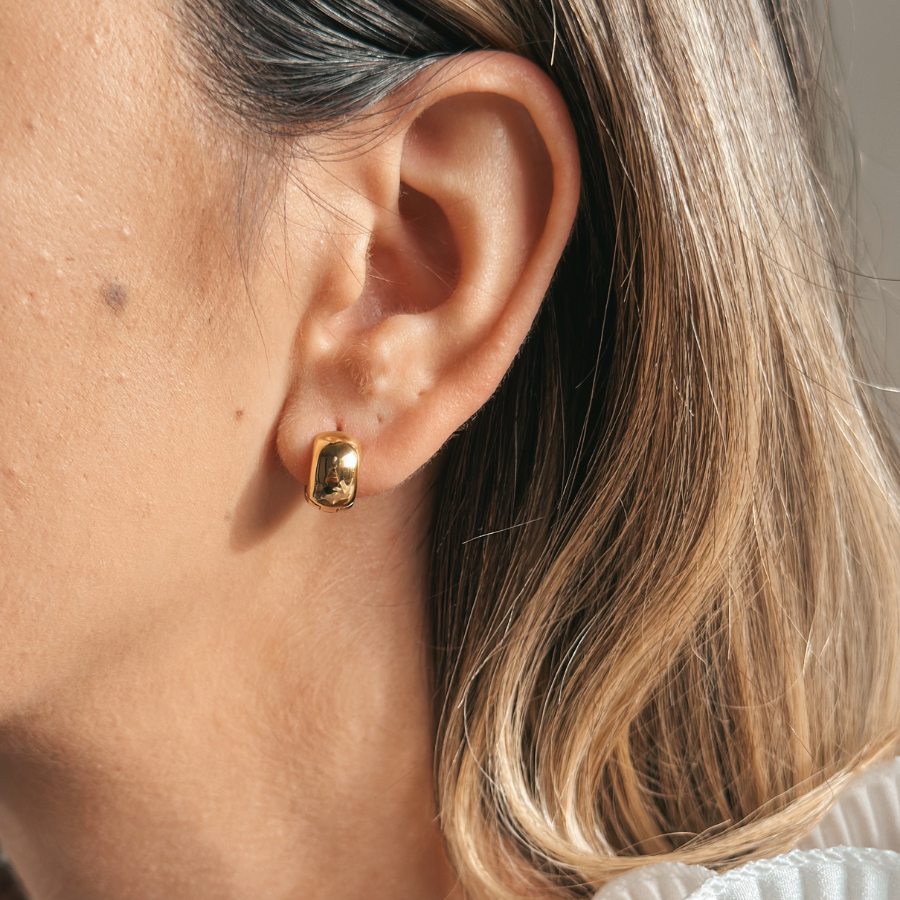 Сребърни обеци Golden Bold Mini Hoops - Indira
