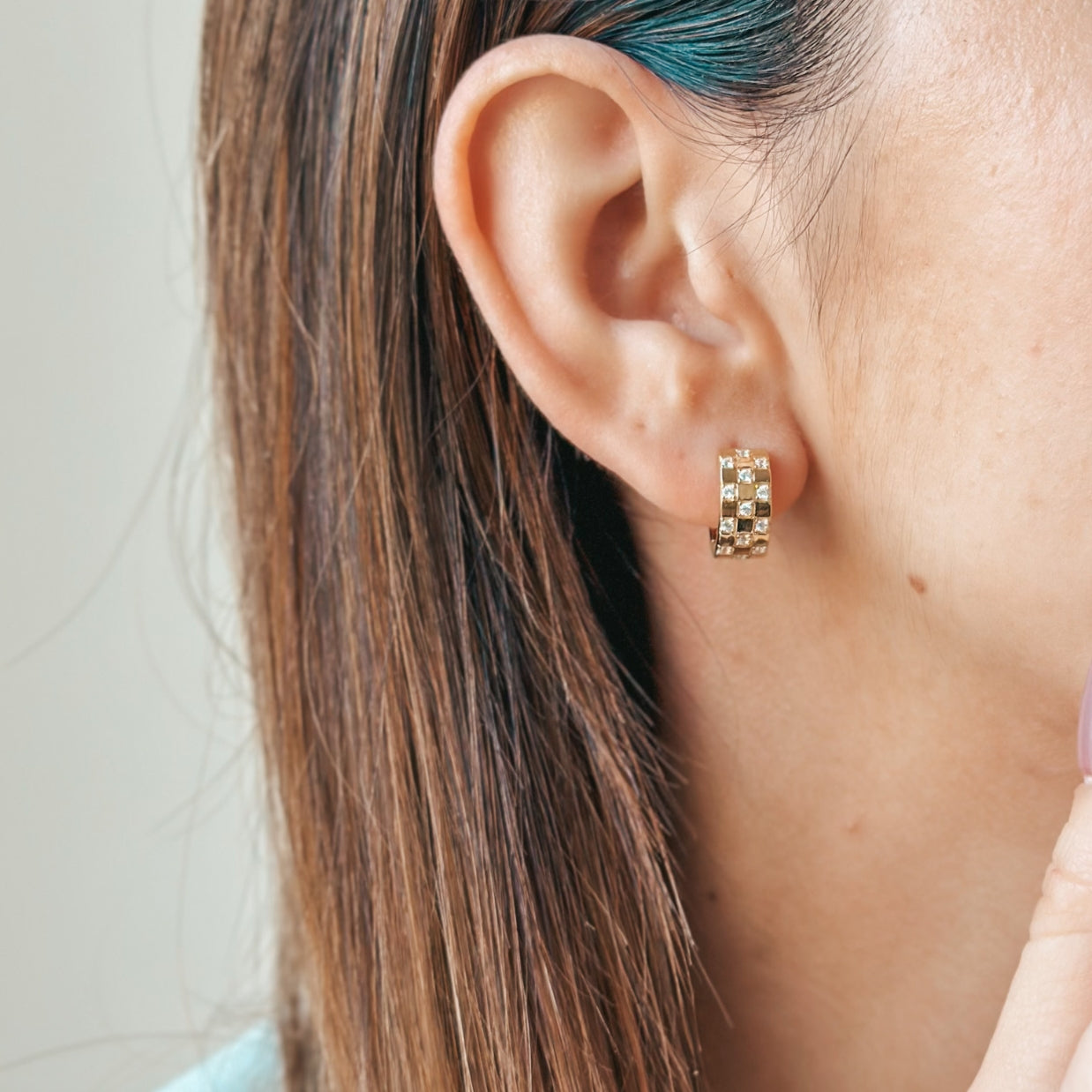 Cercei din argint Golden Circle - Zirconiu - Indira