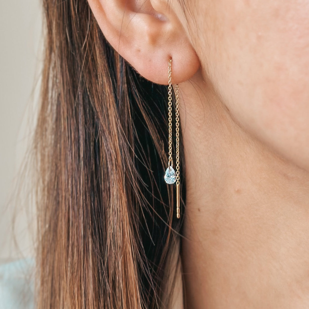 Cercei din argint Golden Solitaire - Zirconiu - Indira