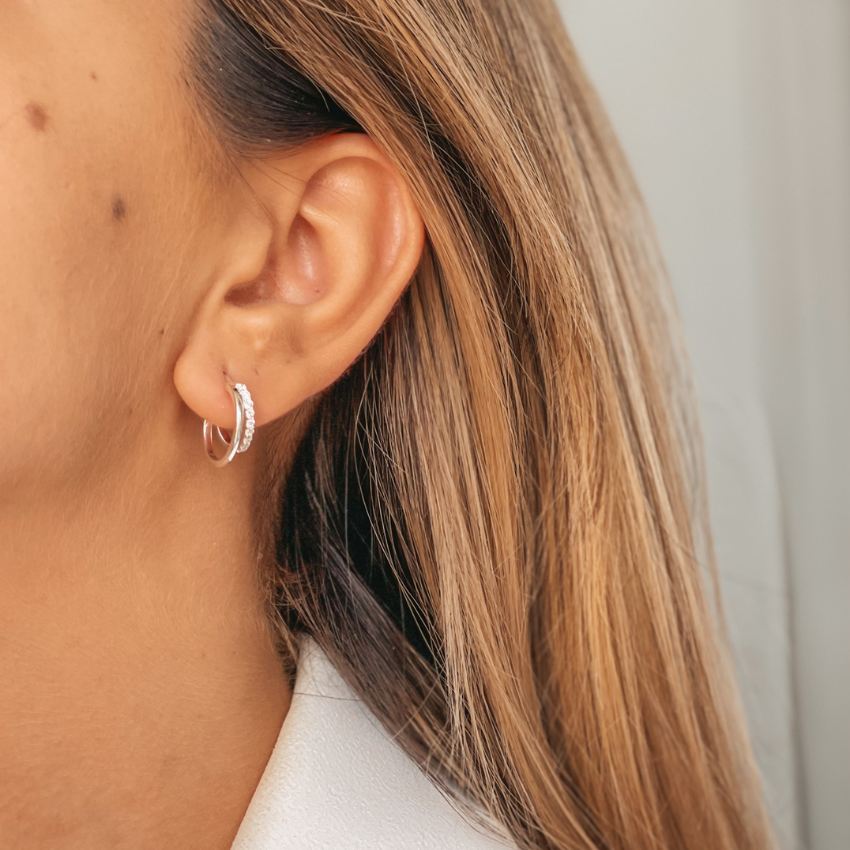 Сребърни обеци Сиамески - Цирконий - Indira