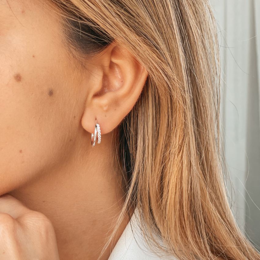 Сребърни обеци Siamese - цирконий - Indira