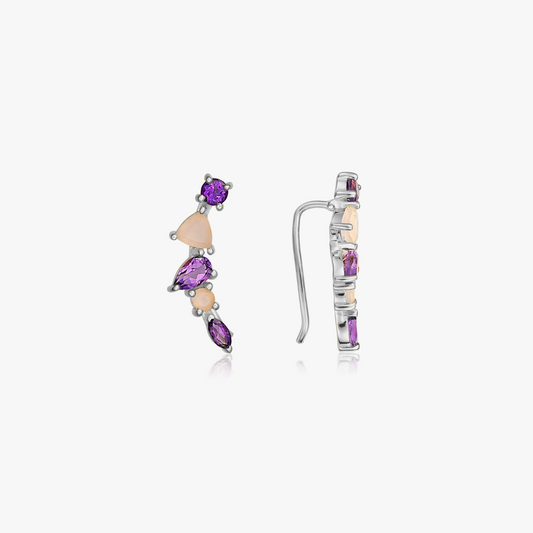 Cercei din argint Valery - Ametist, Calcedonia - Indira