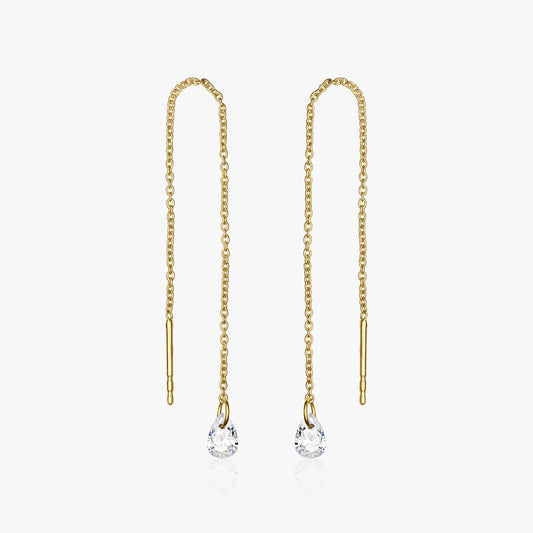 Cercei din argint Golden Solitaire - Zirconiu - Indira