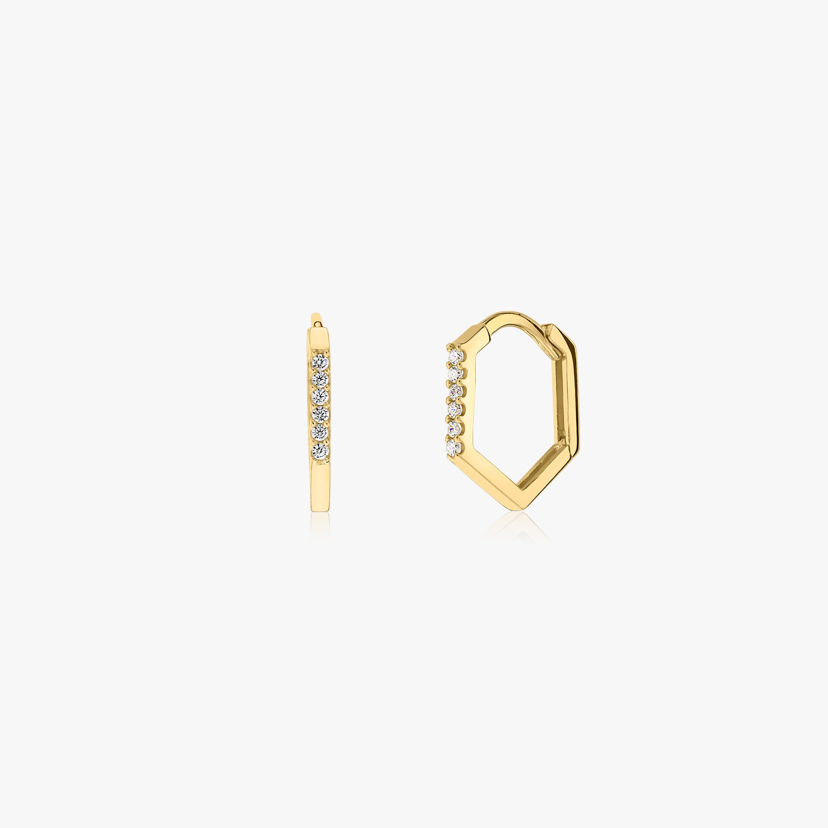 Обеци от злато Hexagon Hoops - Indira