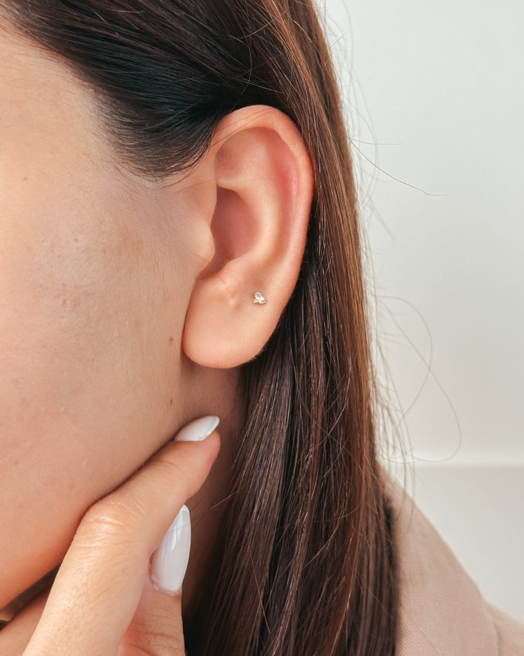 Labret пиърсинг обеци от жълто злато Shine - Цирконий - Indira
