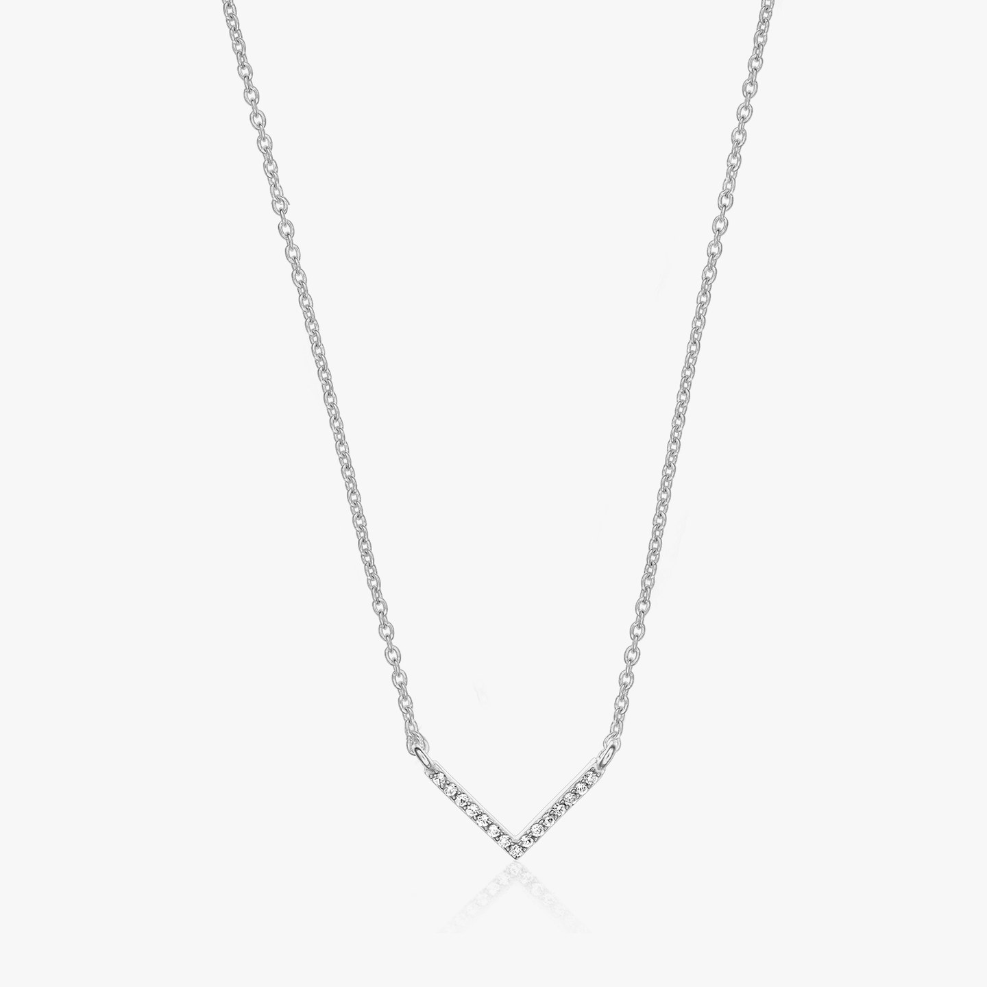 Колие от сребро V Neck - Цирконий - Indira