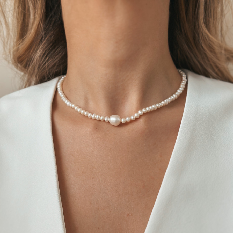 Сребърно колие Chanti - Култивирани перли - Indira