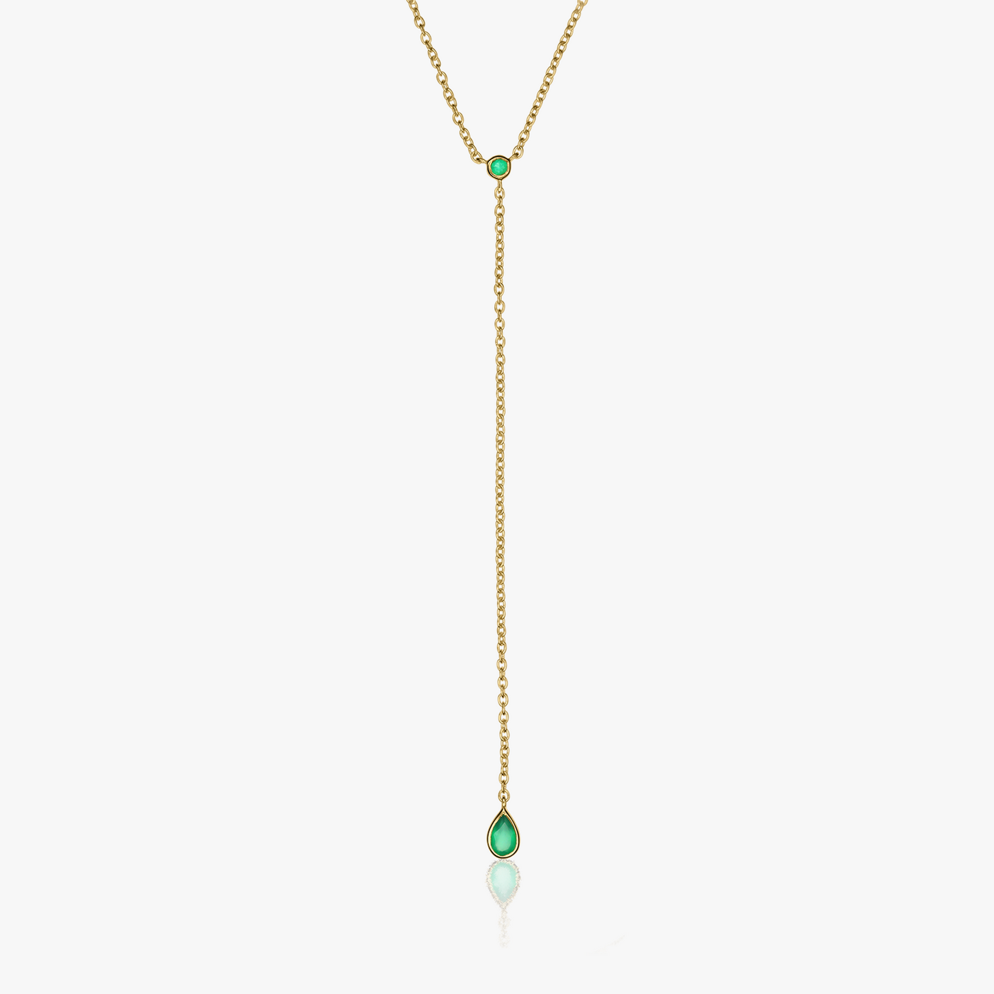 Сребърно колие Golden Lariat - Зелен оникс - Indira