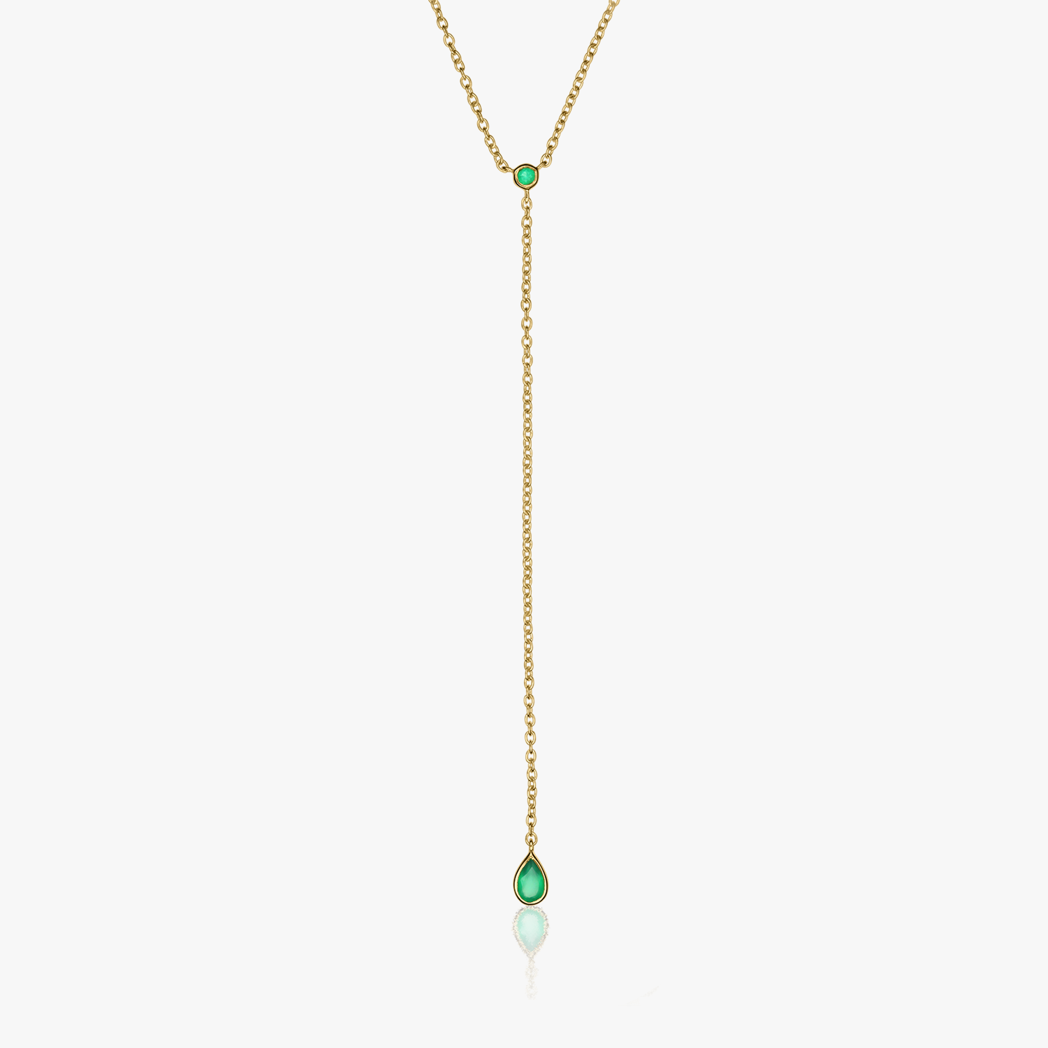 Сребърно колие Golden Lariat - Зелен оникс - Indira