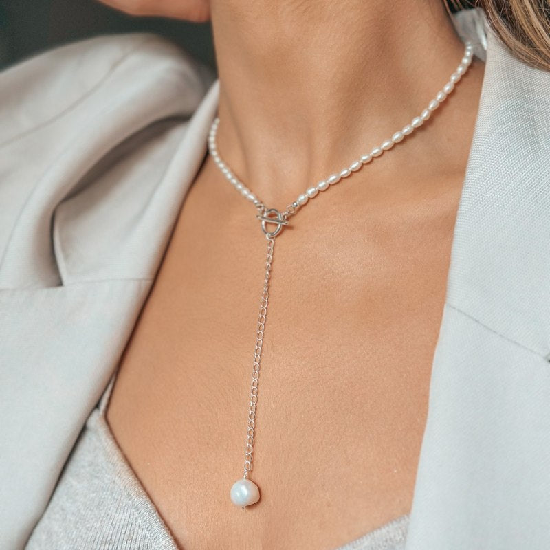 Сребърно колие Jacqueline - Натурална перла - Indira