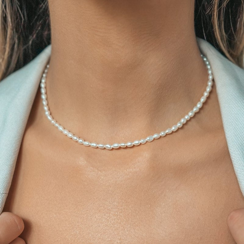 Сребърно колие Jacqueline - Натурален перла - Indira