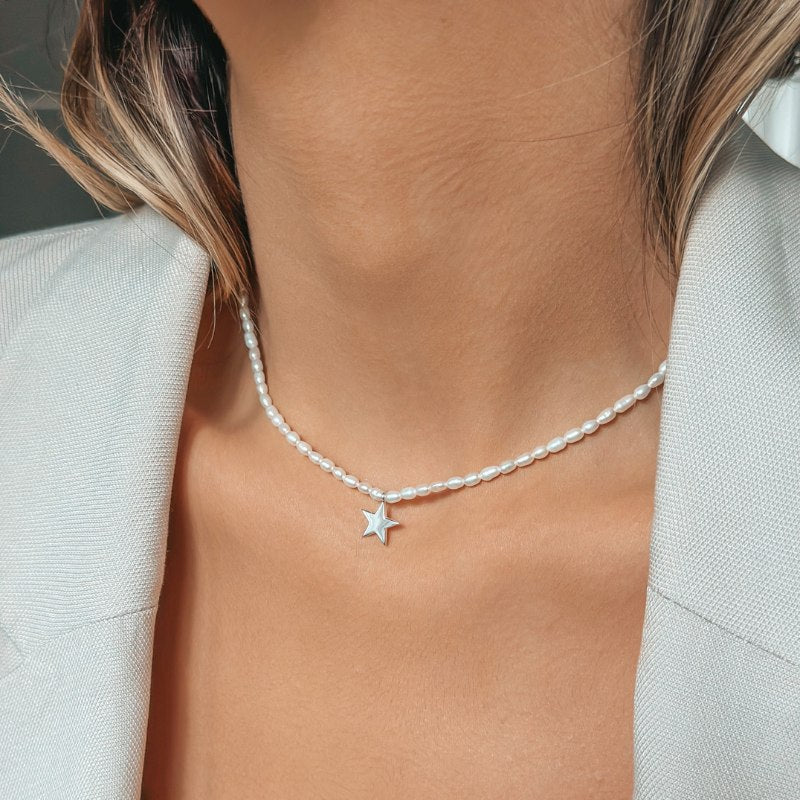 Сребърно колие Тиана - Натурални перли - Indira