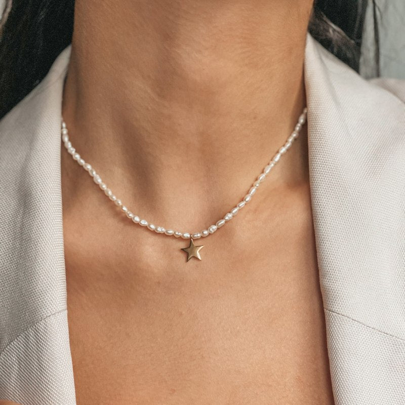 Колие от злато Tiana Golden - естествени перли - Indira