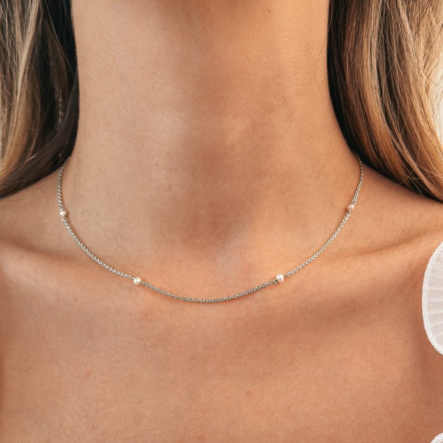 Сребърно колие Tiny Pearls - Indira