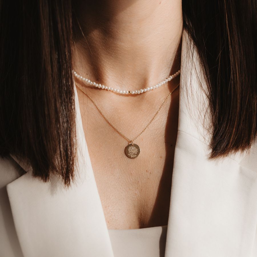 Златно колие Glamour - Натурални перли - Indira