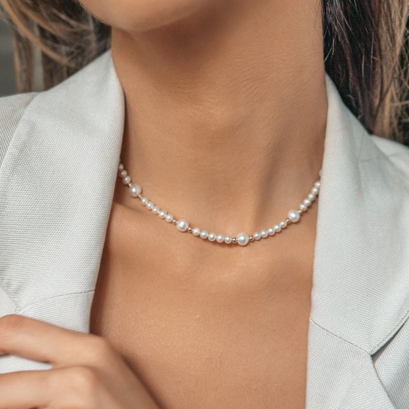 Златно колие Meghan - Естествени перли - Indira