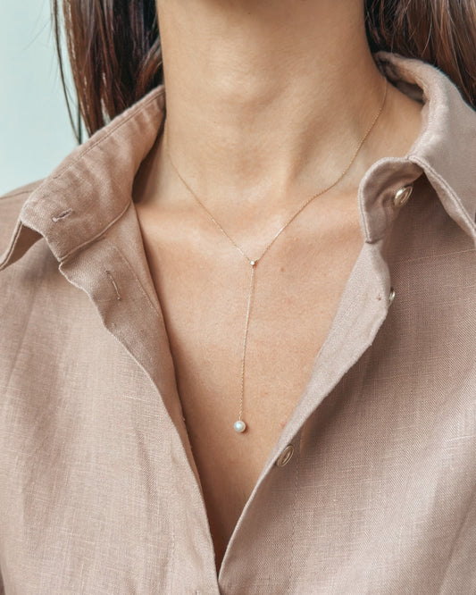 Colier din aur galben Yara - Perle Naturale, Diamante - Indira