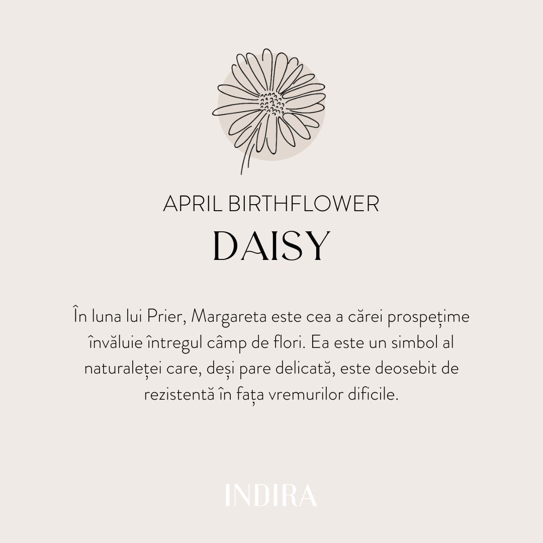 Детска златна гривна с връв Birth Flower - April Daisy - Indira