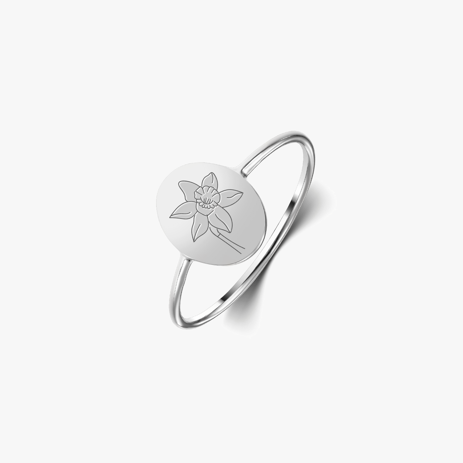 Сребърен пръстен Birth Flower - Мартенски нарцис - Индира