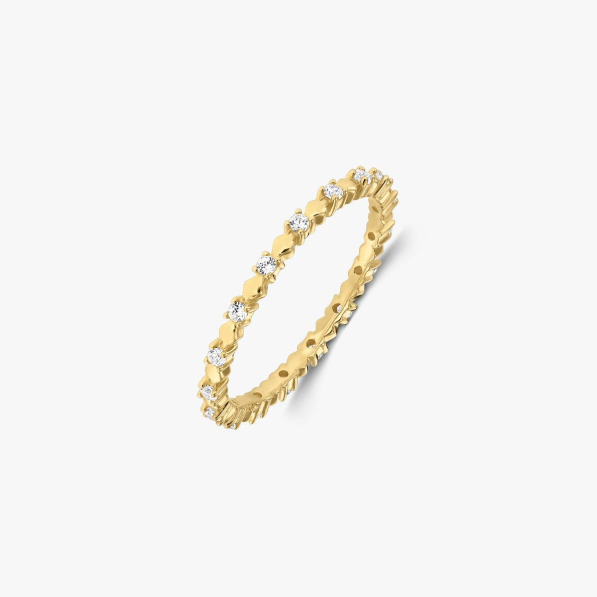 Пръстен Eterna от жълто злато 14K – цирконий