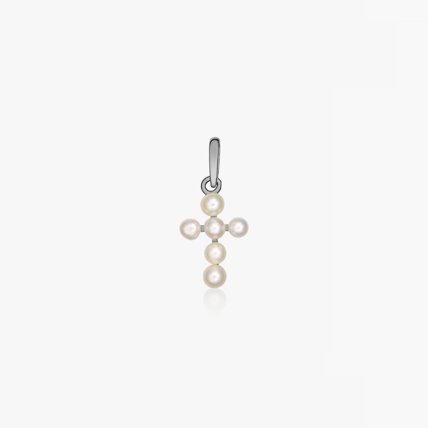 Висулка от бяло злато Pearl Cross - Натурални Перли - Indira