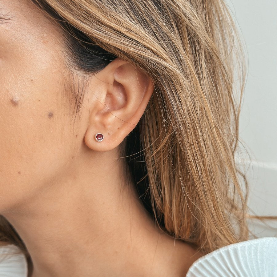 Сребърни обеци Birthstone July - Рубин - Indira