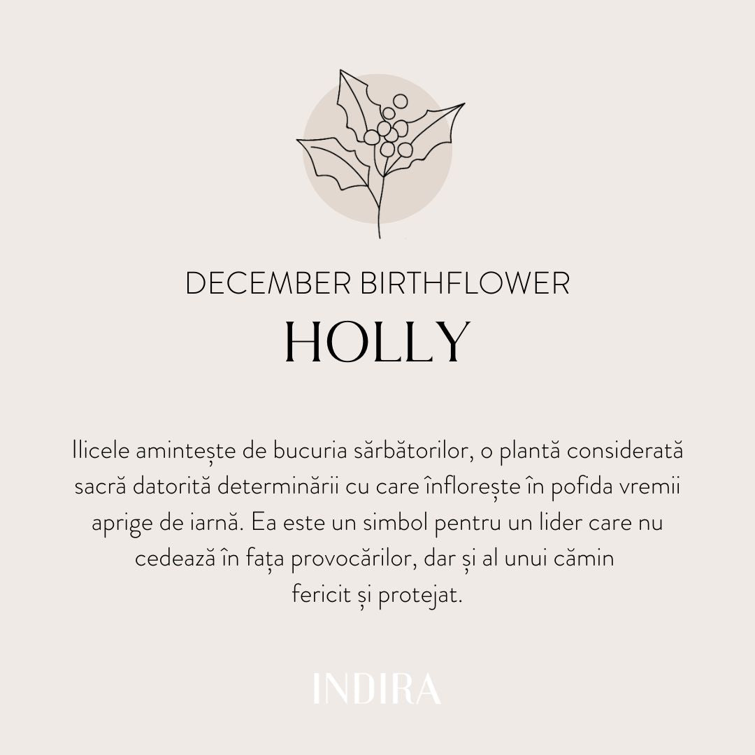 Детска връзка гривна от бяло злато Birth Flower - Декември Holly - Indira