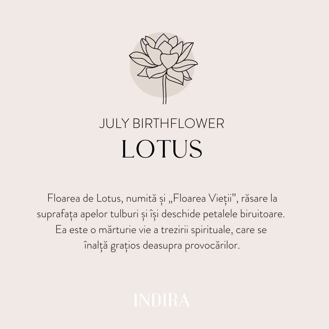 Детска гривна с връв от бяло злато Birth Flower - Юлски Лотос - Indira