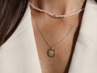 Сребърен Колие Рождено Цвете Златно - Ноември Хризантема