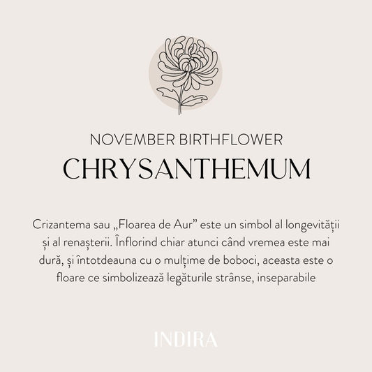 Сребърно колие Birth Flower Golden - Ноемврийска хризантема - Indira