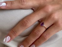 Блестящ златен пръстен - Аметист и диаманти
