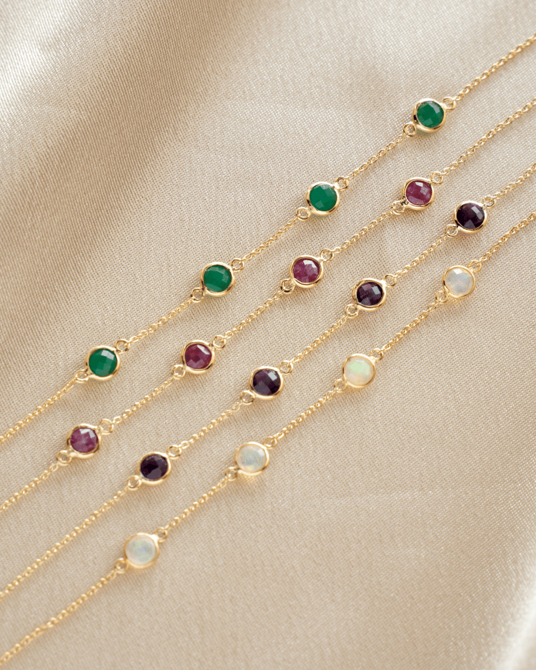 Сребърна гривна Birthstone Golden February - Аметист - Indira