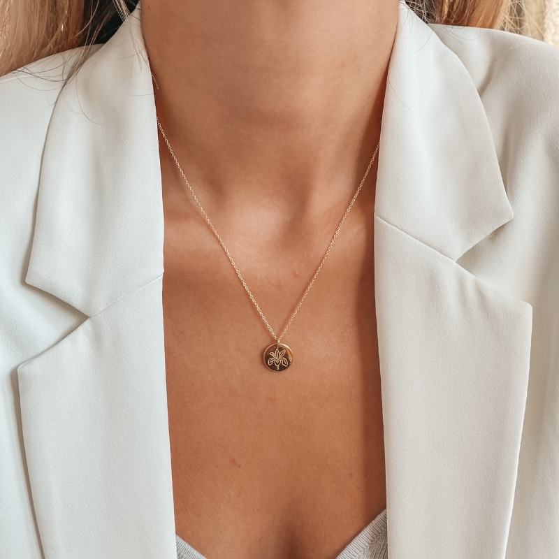 Сребърно колие Birth Flower Golden - Февруари Ирис - Indira