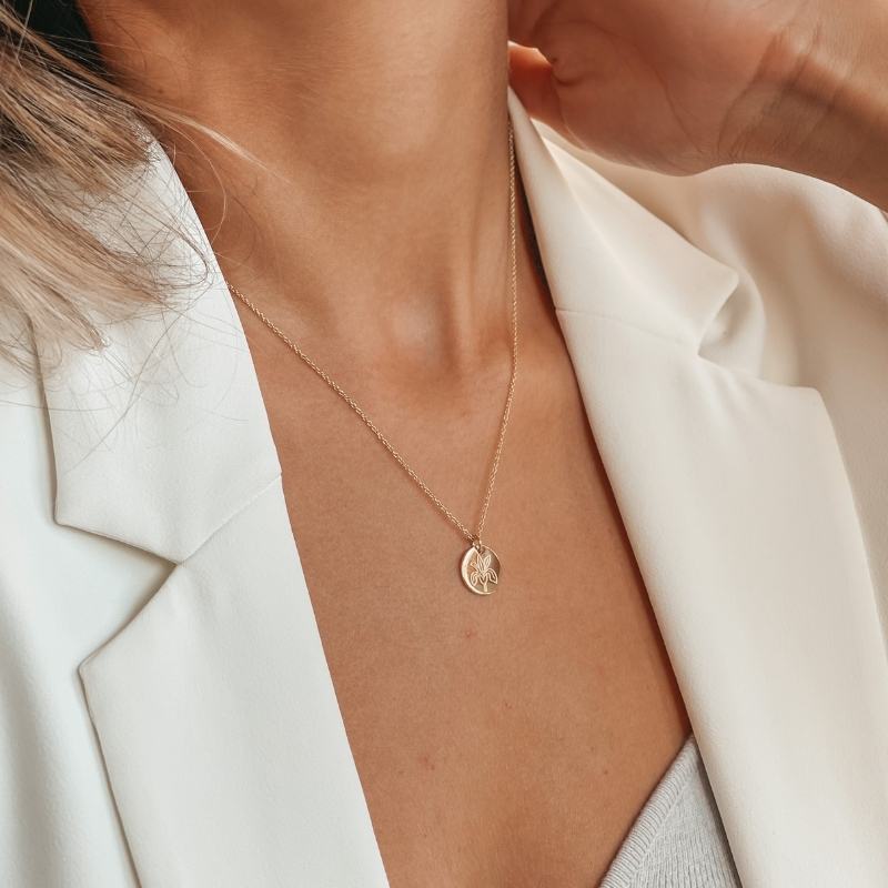 Сребърно колие Birth Flower Golden - Февруарски Ирис - Indira